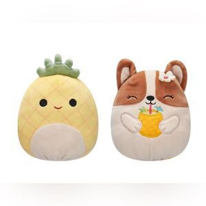 8” New Squishmallows Flipamallows - Maui Pineapple / Regina Corgi Plush New with
